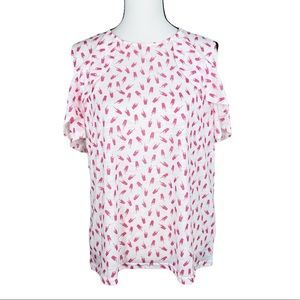Juicy Couture Pink Drink Print Cold Shoulder Top
